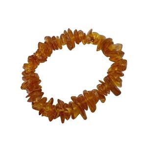 Baltic Amber Bracelet Stretchy Elastic Light Golden Brown Polished (B372)